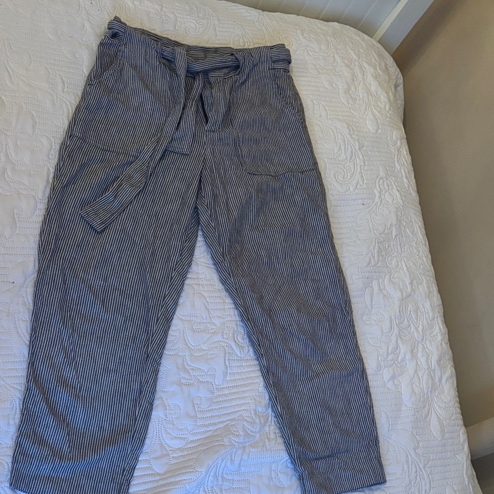 Banana Republic Factory Blue and White Striped Trousers